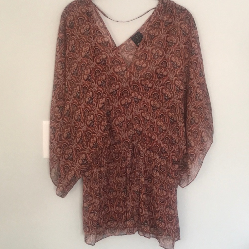 LADIES BLOUSE MEDIUM BURGUNDY PRINT ELLA MOSS